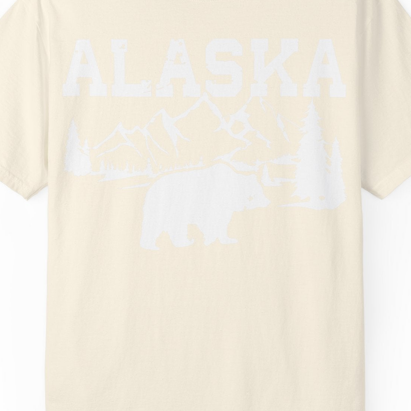 Alaska Bear Shirt Comfort Colors T-Shirt – Ivory – Alaska Cruise Shirts Close Up