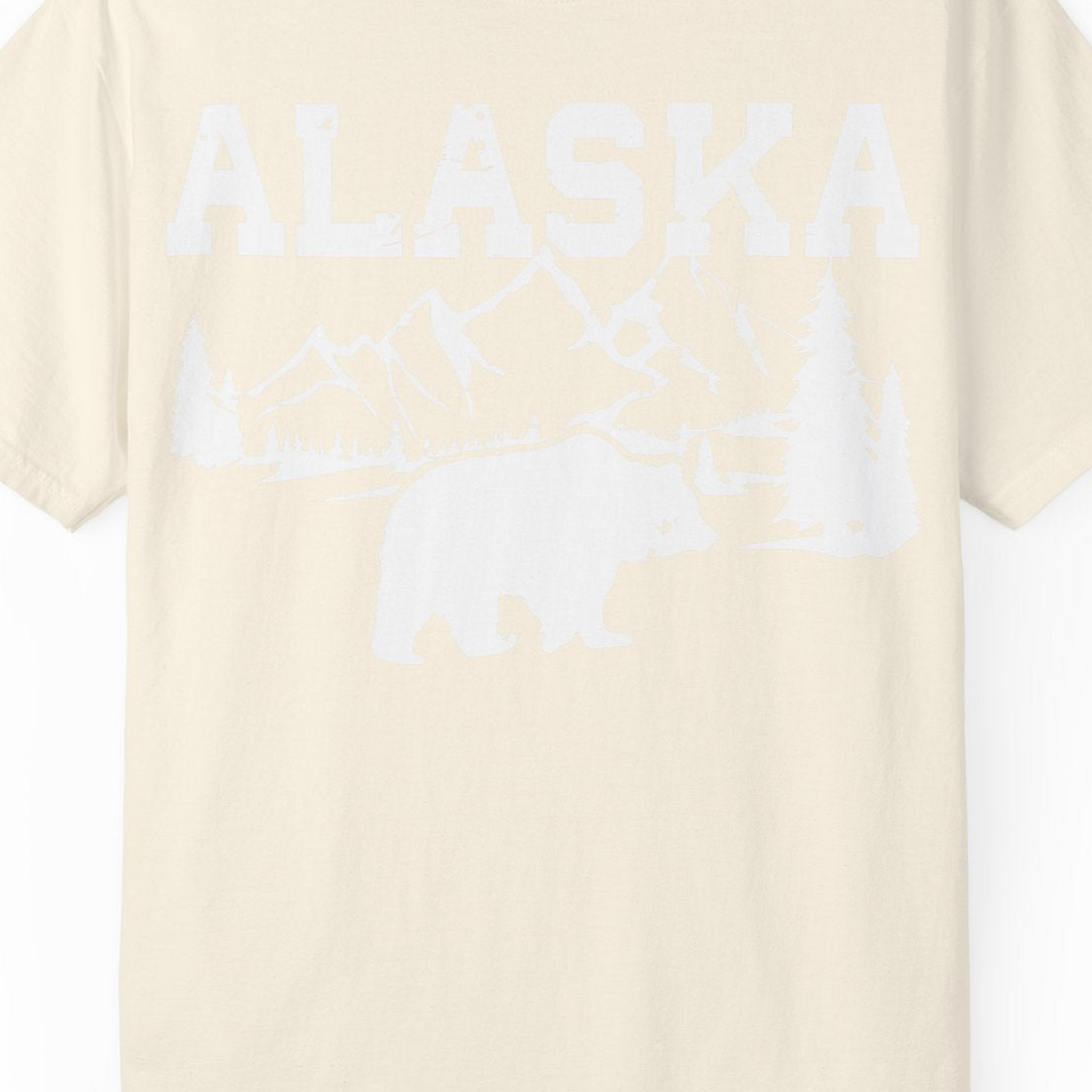Alaska Bear Shirt Comfort Colors T-Shirt – Ivory – Alaska Cruise Shirts Close Up
