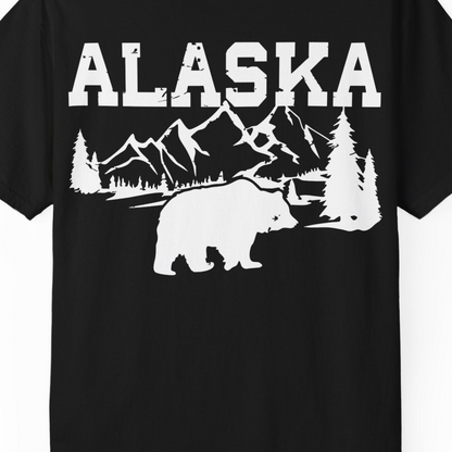 Alaska Bear Shirt Comfort Colors T-Shirt – Black – Alaska Cruise Shirts Close Up