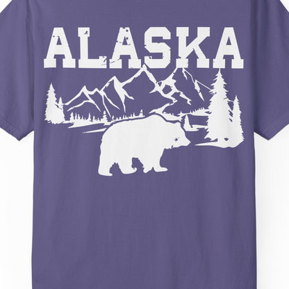 Alaska Bear Shirt Comfort Colors T-Shirt – Grape – Alaska Cruise Shirts Close Up
