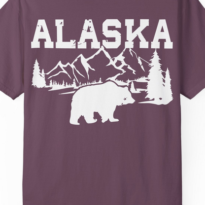Alaska Bear Shirt Comfort Colors T-Shirt – Berry – Alaska Cruise Shirts Close Up