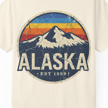 Alaska Vintage Shirt Comfort Colors T-Shirt – Ivory – Alaska Cruise Shirts Close Up