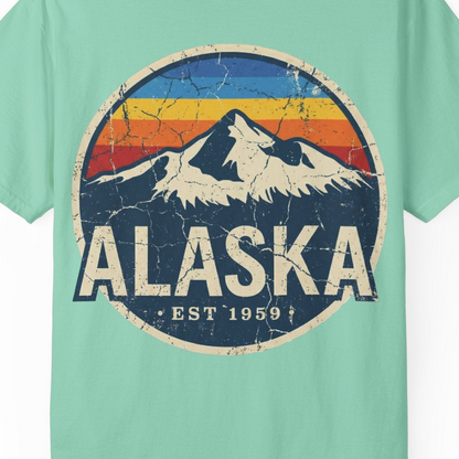 Alaska Vintage Shirt Comfort Colors T-Shirt – Island Reef – Alaska Cruise Shirts Close Up