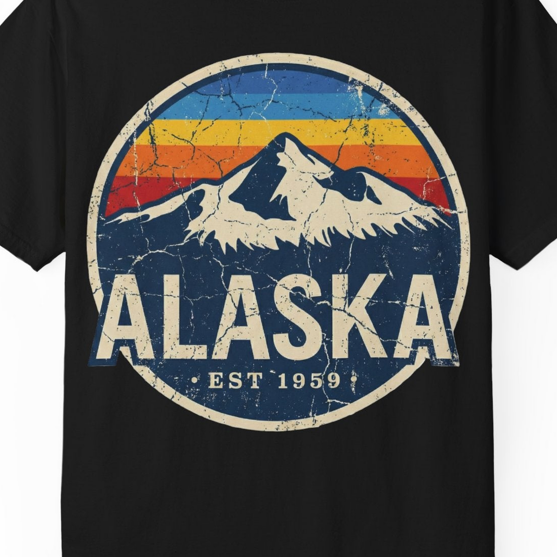 Alaska Vintage Shirt Comfort Colors T-Shirt – Black – Alaska Cruise Shirts Close Up