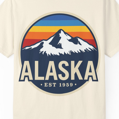Alaska Vintage Shirt Comfort Colors T-Shirt – Ivory – Alaska Cruise Shirts Close Up