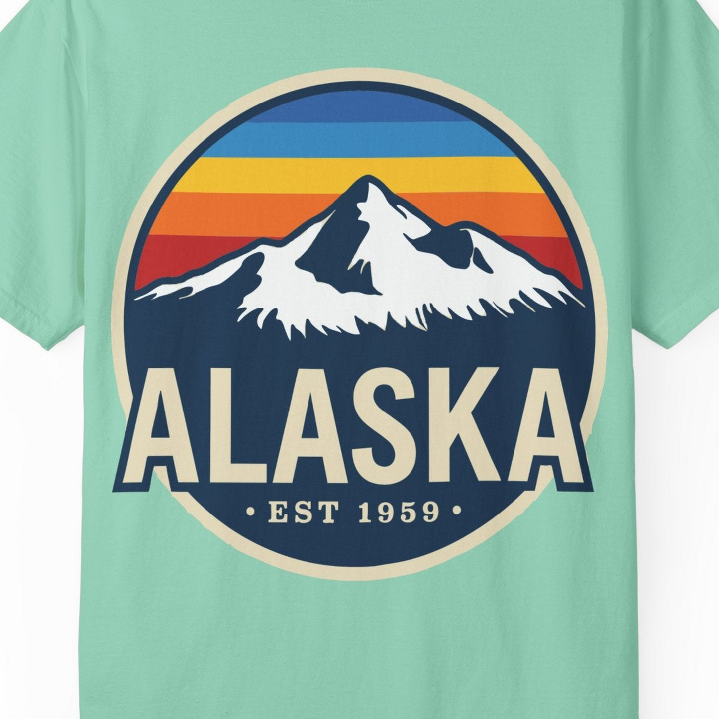 Alaska Vintage Shirt Comfort Colors T-Shirt – Island Reef – Alaska Cruise Shirts Close Up