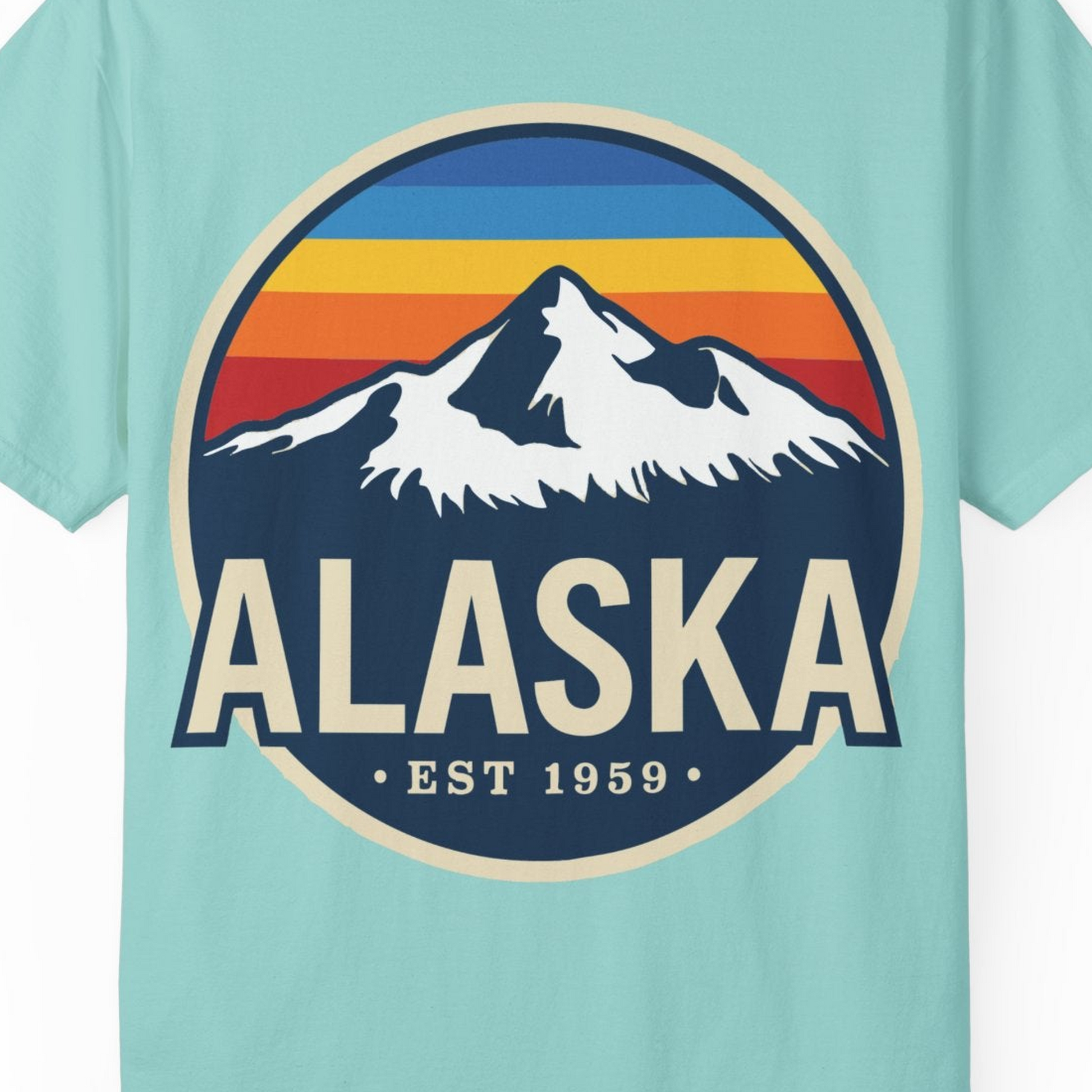 Alaska Vintage Shirt Comfort Colors T-Shirt – Chalky Mint – Alaska Cruise Shirts Close Up