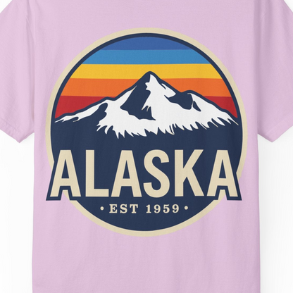 Alaska Vintage Shirt Comfort Colors T-Shirt – Orchid – Alaska Cruise Shirts Close Up