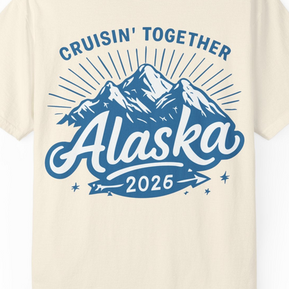 Alaska Cruise Mountains Adventure Shirt Comfort Colors T-Shirt – Ivory – Alaska Cruise Shirts Close Up