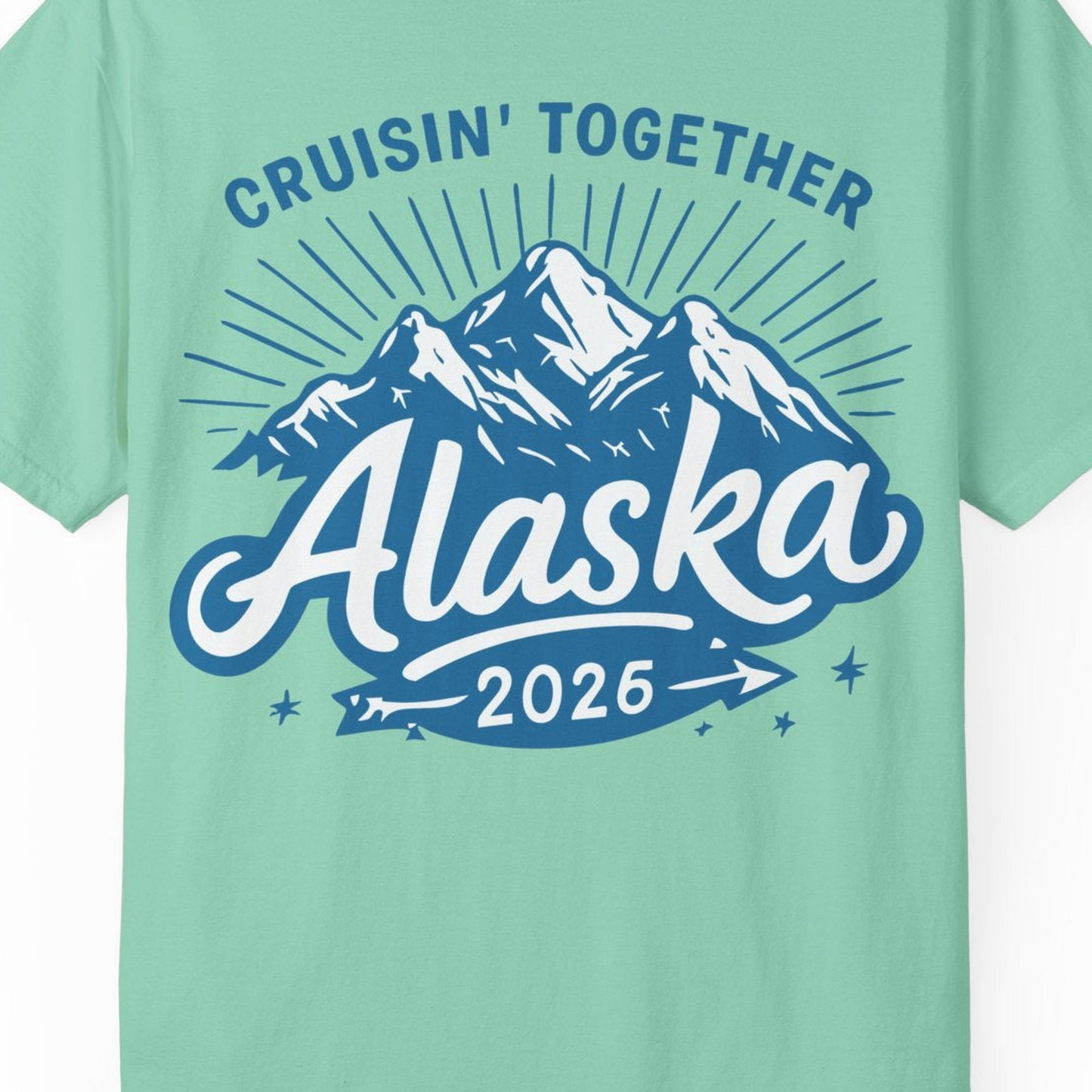 Alaska Cruise Mountains Adventure Shirt Comfort Colors T-Shirt – Island Reef – Alaska Cruise Shirts Close Up