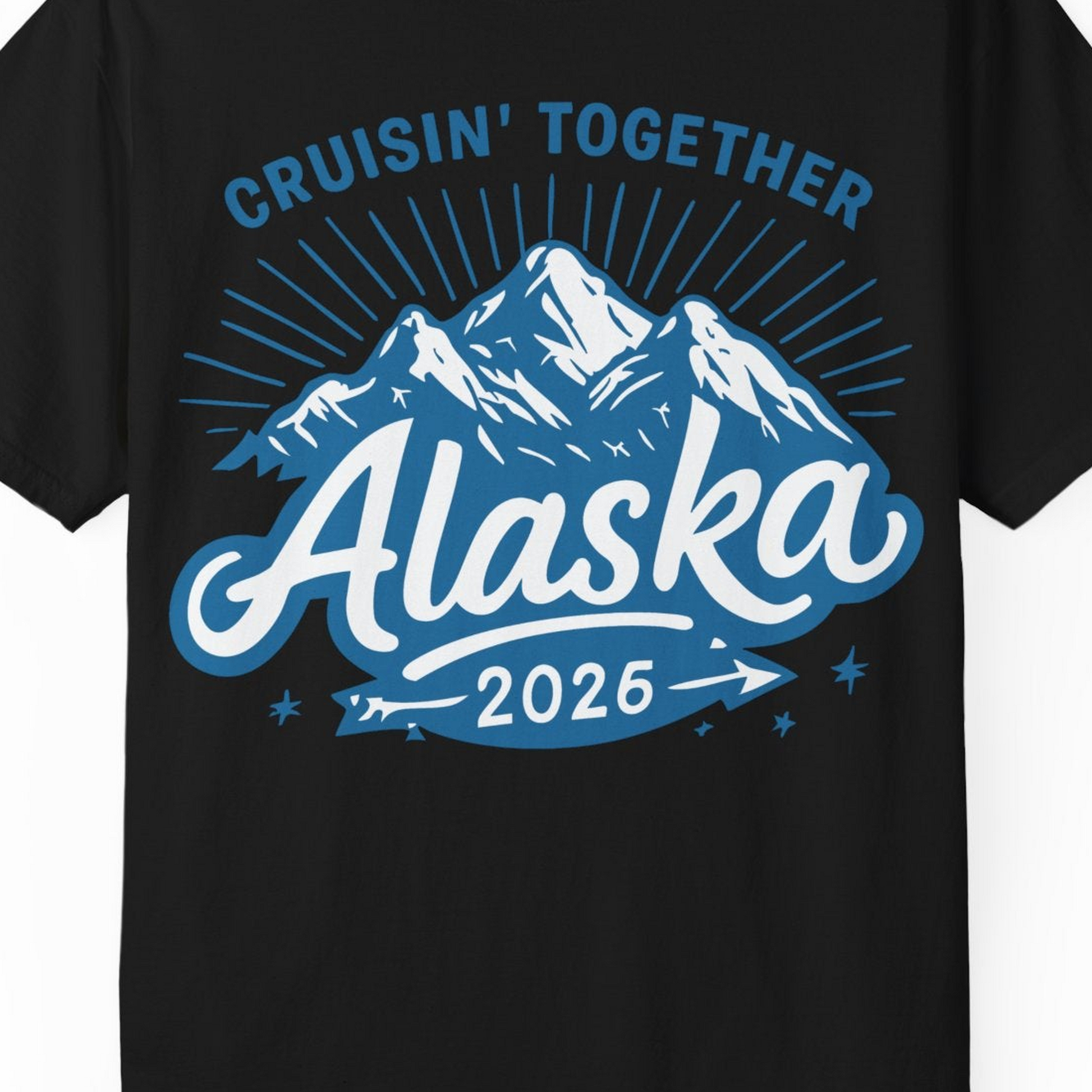 Alaska Cruise Mountains Adventure Shirt Comfort Colors T-Shirt – Black – Alaska Cruise Shirts Close Up