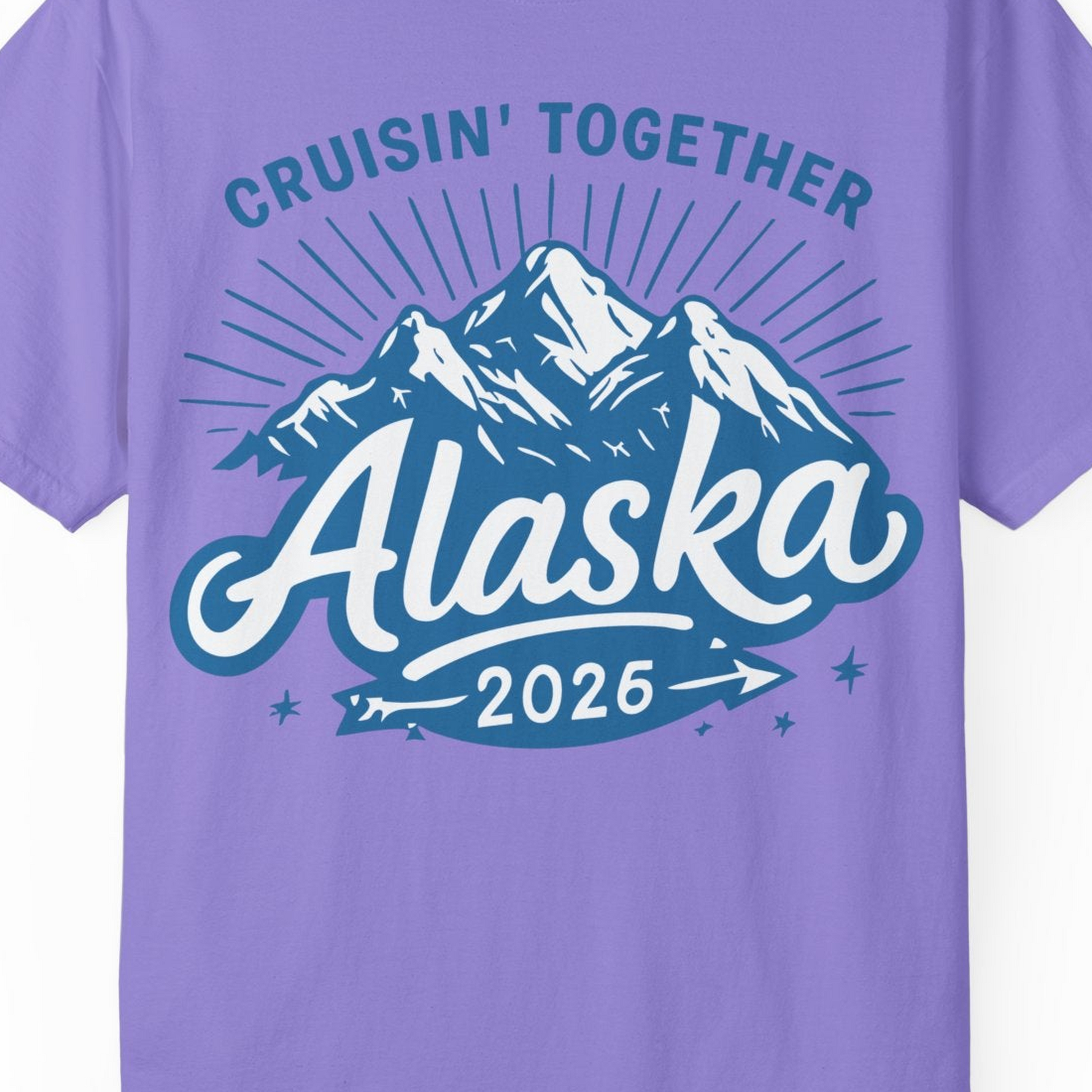 Alaska Cruise Mountains Adventure Shirt Comfort Colors T-Shirt – Violet – Alaska Cruise Shirts Close Up