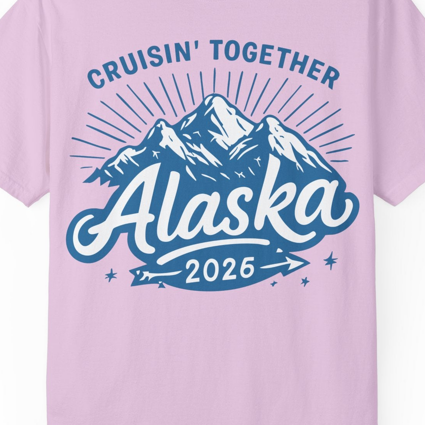 Alaska Cruise Mountains Adventure Shirt Comfort Colors T-Shirt – Orchid – Alaska Cruise Shirts Close Up