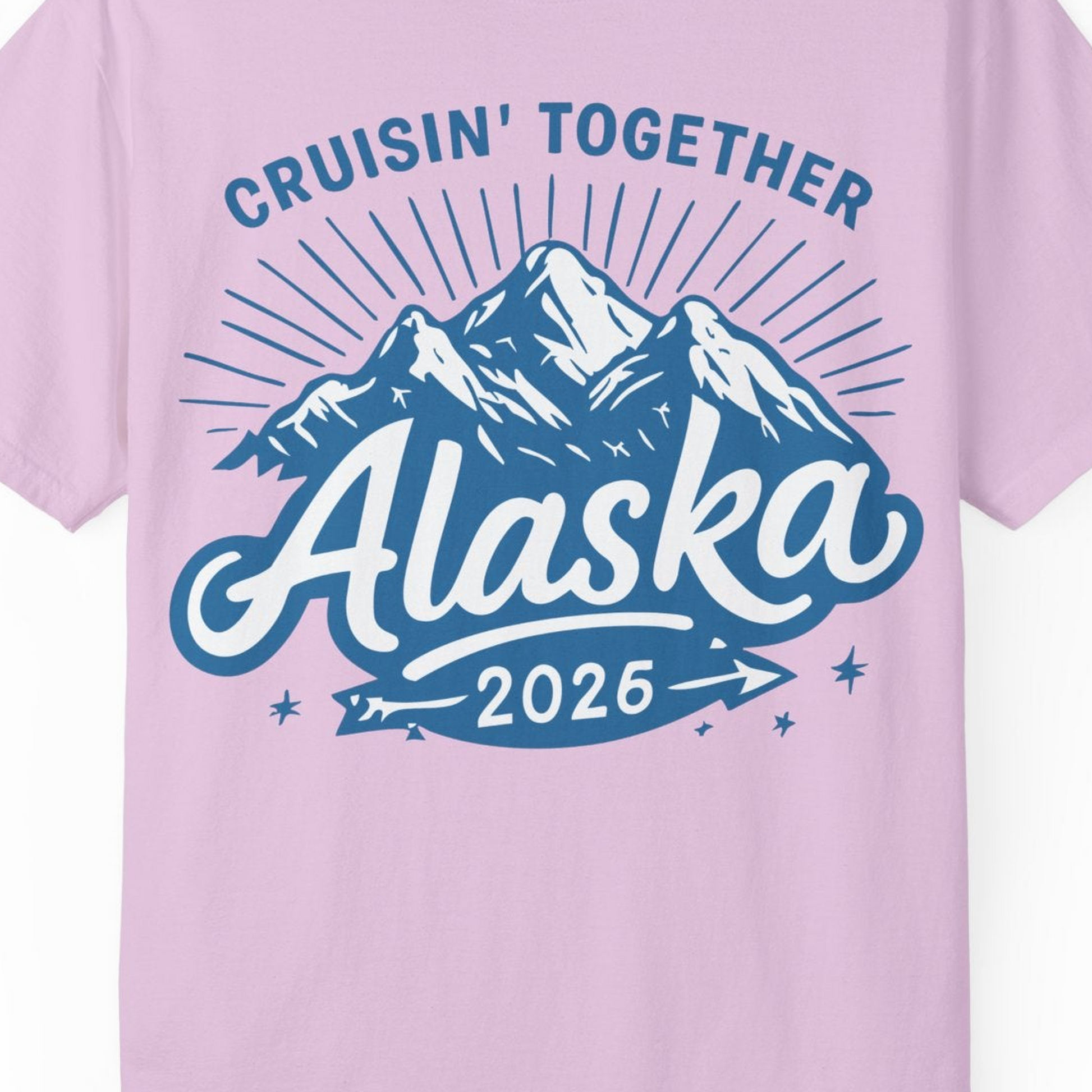 Alaska Cruise Mountains Adventure Shirt Comfort Colors T-Shirt – Orchid – Alaska Cruise Shirts Close Up