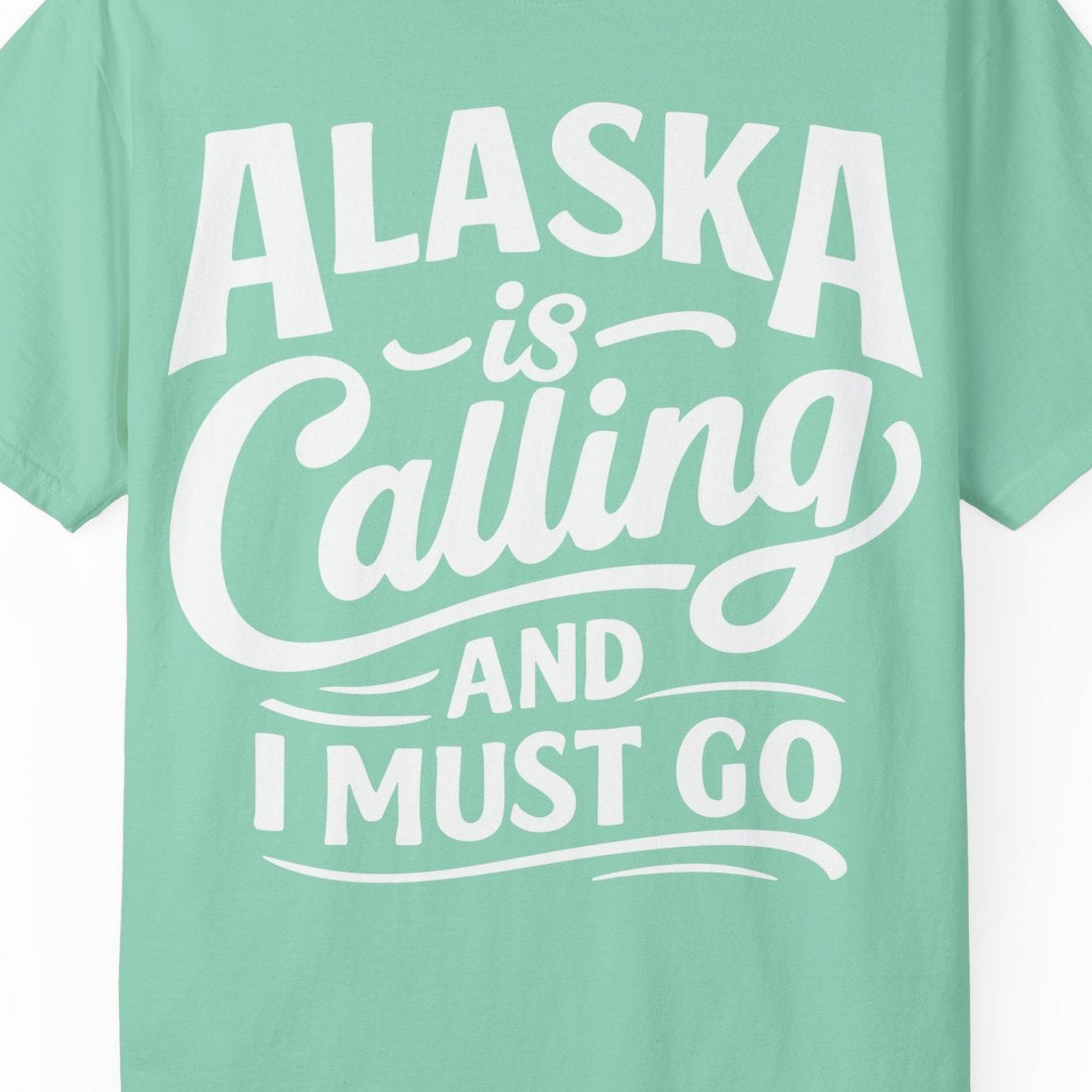 Alaska Is Calling Adventure Typography Shirt Comfort Colors T-Shirt – Island Reef – Alaska Cruise Shirts Close Up