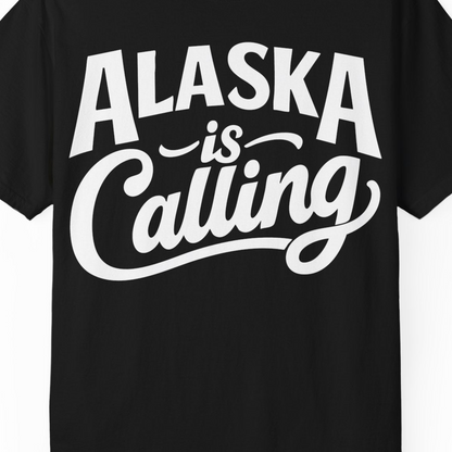 Alaska Is Calling Shirt Comfort Colors T-Shirt – Black – Alaska Cruise Shirts Close Up
