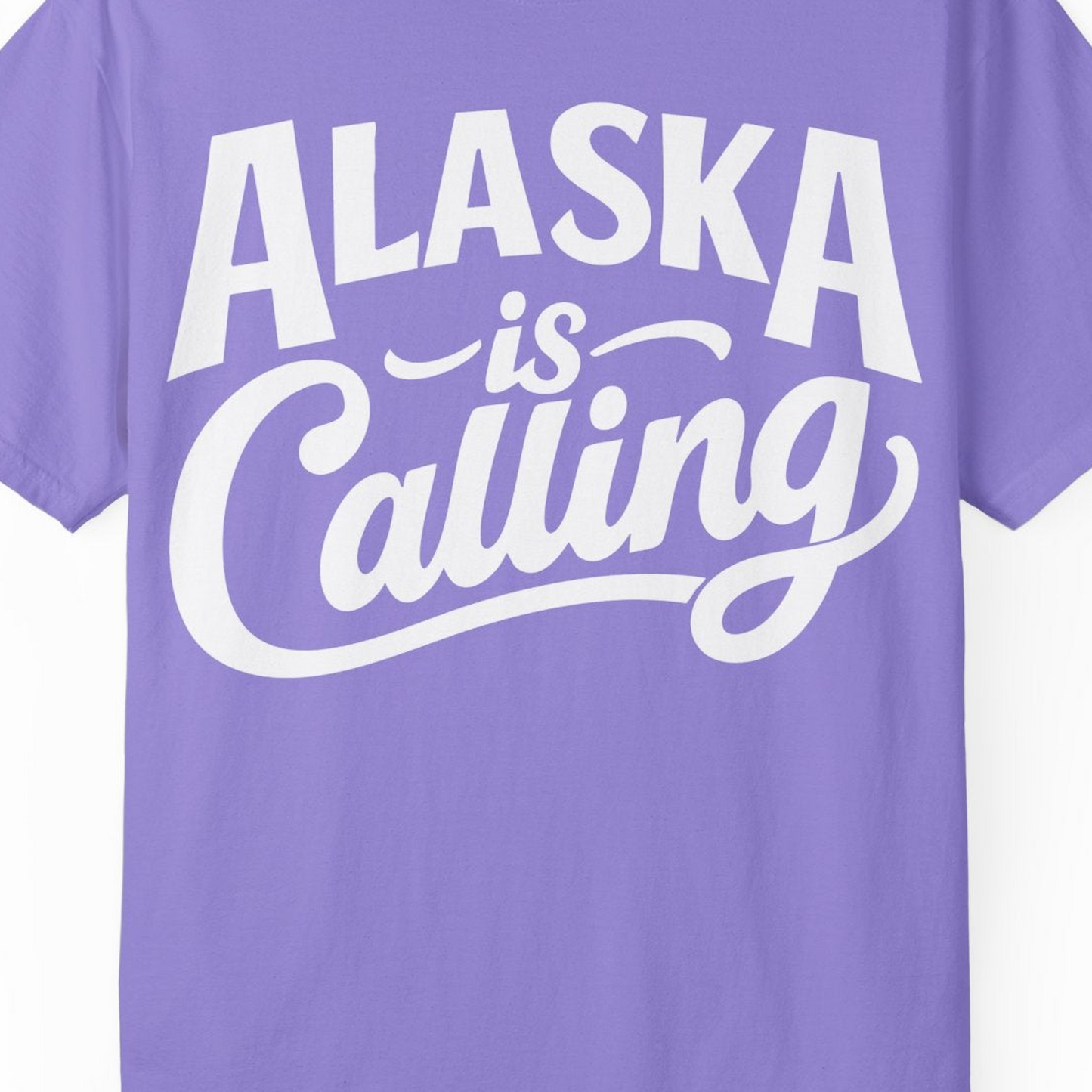 Alaska Is Calling Shirt Comfort Colors T-Shirt – Violet – Alaska Cruise Shirts Close Up