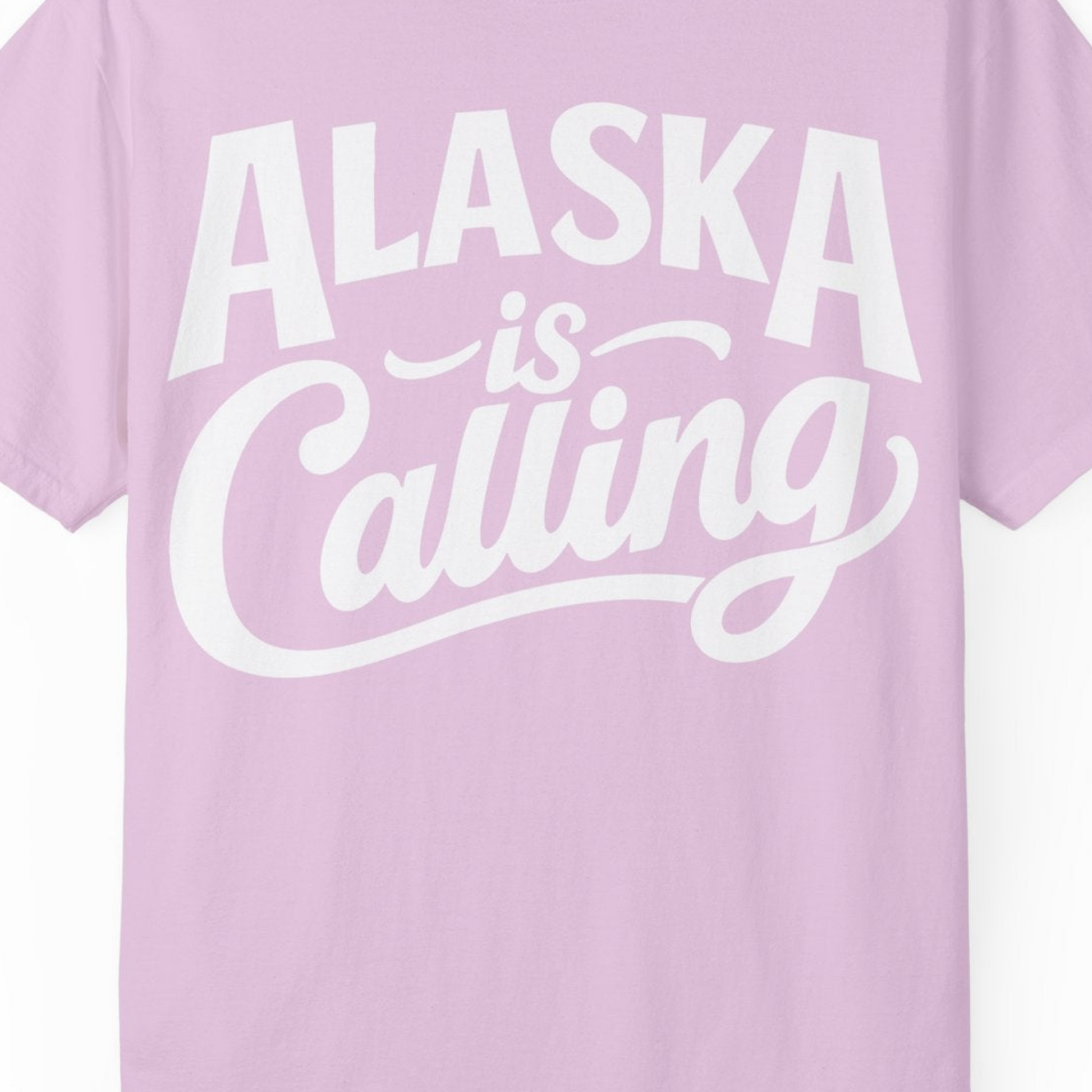 Alaska Is Calling Shirt Comfort Colors T-Shirt – Orchid – Alaska Cruise Shirts Close Up