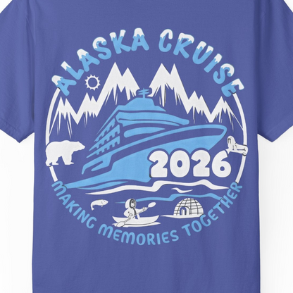 Alaska Cruise 2026 Adventure Shirt Comfort Colors T-Shirt – Periwinkle – Alaska Cruise Shirts Close Up