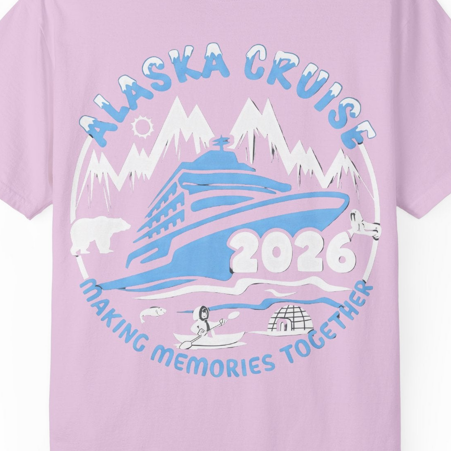 Alaska Cruise 2026 Adventure Shirt Comfort Colors T-Shirt – Orchid – Alaska Cruise Shirts Close Up