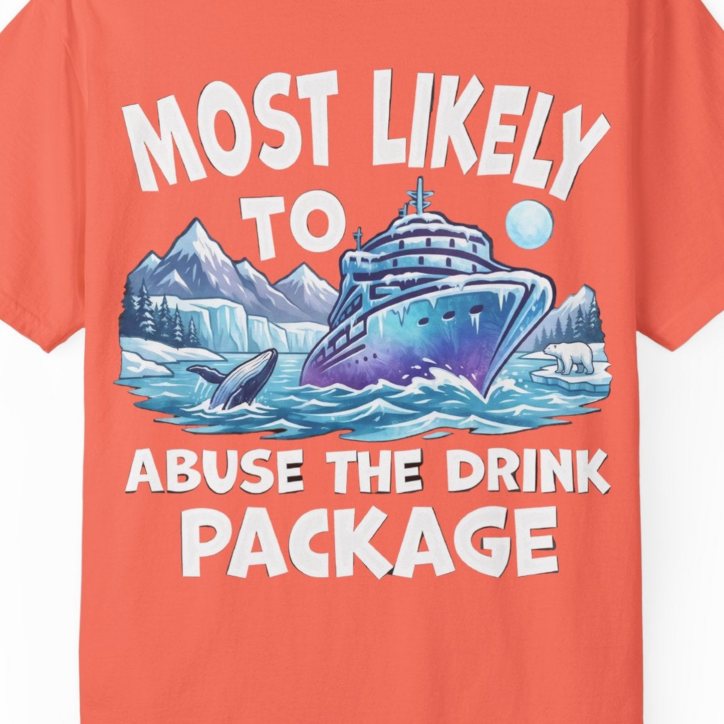 Funny Alaska Cruise Shirt Comfort Colors T-Shirt – Bright Salmon – Alaska Cruise Shirts Close Up