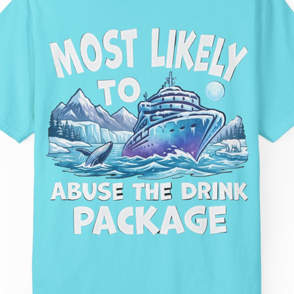 Funny Alaska Cruise Shirt Comfort Colors T-Shirt – Lagoon Blue – Alaska Cruise Shirts Close Up