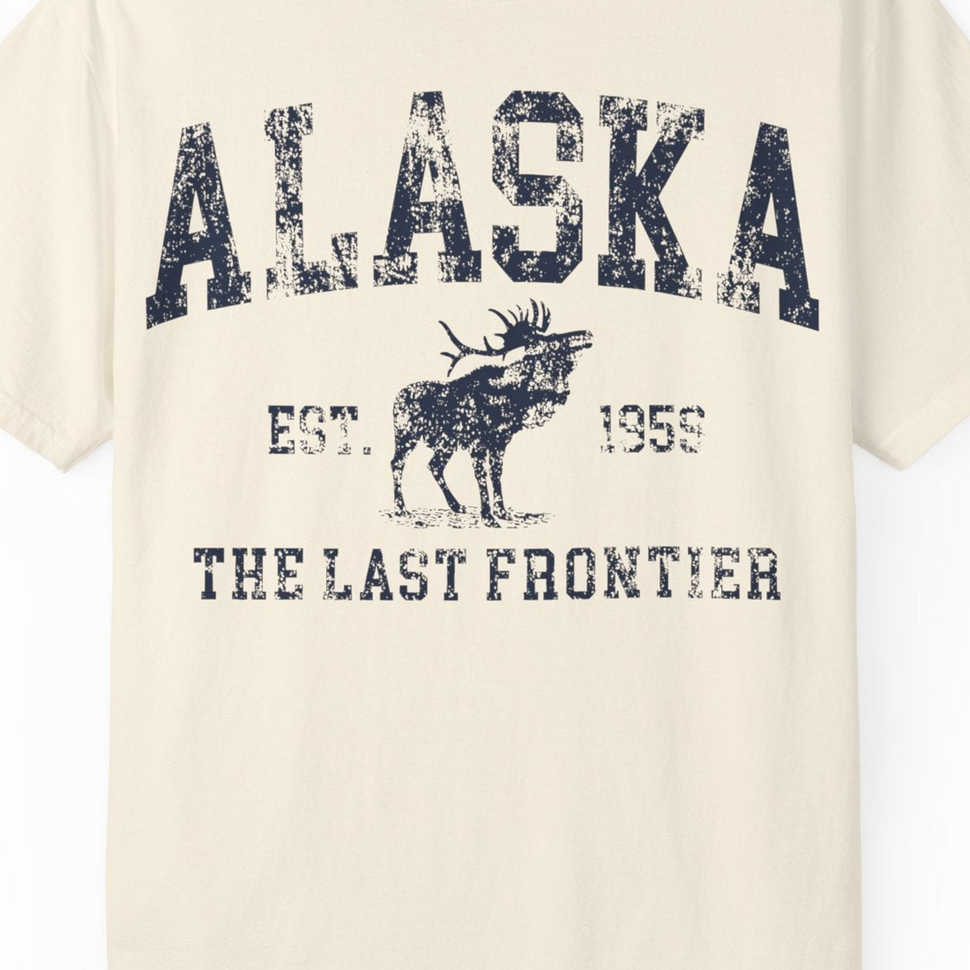 Vintage Alaska Moose Shirt Comfort Colors T-Shirt – Ivory – Alaska Cruise Shirts Close Up