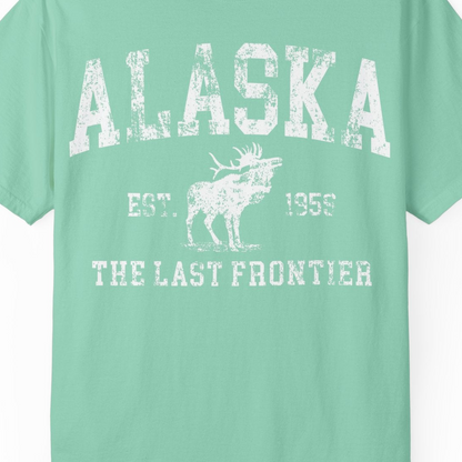 Vintage Alaska Moose Shirt Comfort Colors T-Shirt – Island Reef – Alaska Cruise Shirts Close Up