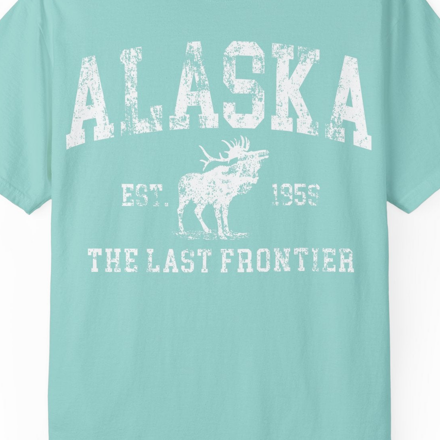 Vintage Alaska Moose Shirt Comfort Colors T-Shirt – Chalky Mint – Alaska Cruise Shirts Close Up