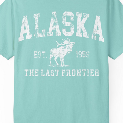 Vintage Alaska Moose Shirt Comfort Colors T-Shirt – Chalky Mint – Alaska Cruise Shirts Close Up