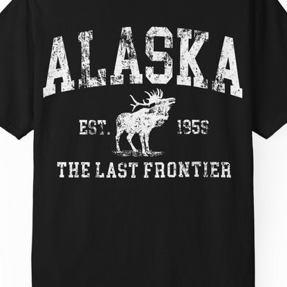 Vintage Alaska Moose Shirt Comfort Colors T-Shirt – Black – Alaska Cruise Shirts Close Up