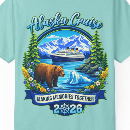 Alaska Cruise 2026 Family Shirt Comfort Colors T-Shirt – Chalky Mint – Alaska Cruise Shirts Close Up