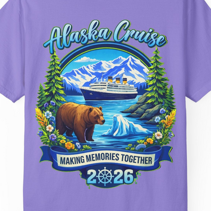 Alaska Cruise 2026 Family Shirt Comfort Colors T-Shirt – Violet – Alaska Cruise Shirts Close Up