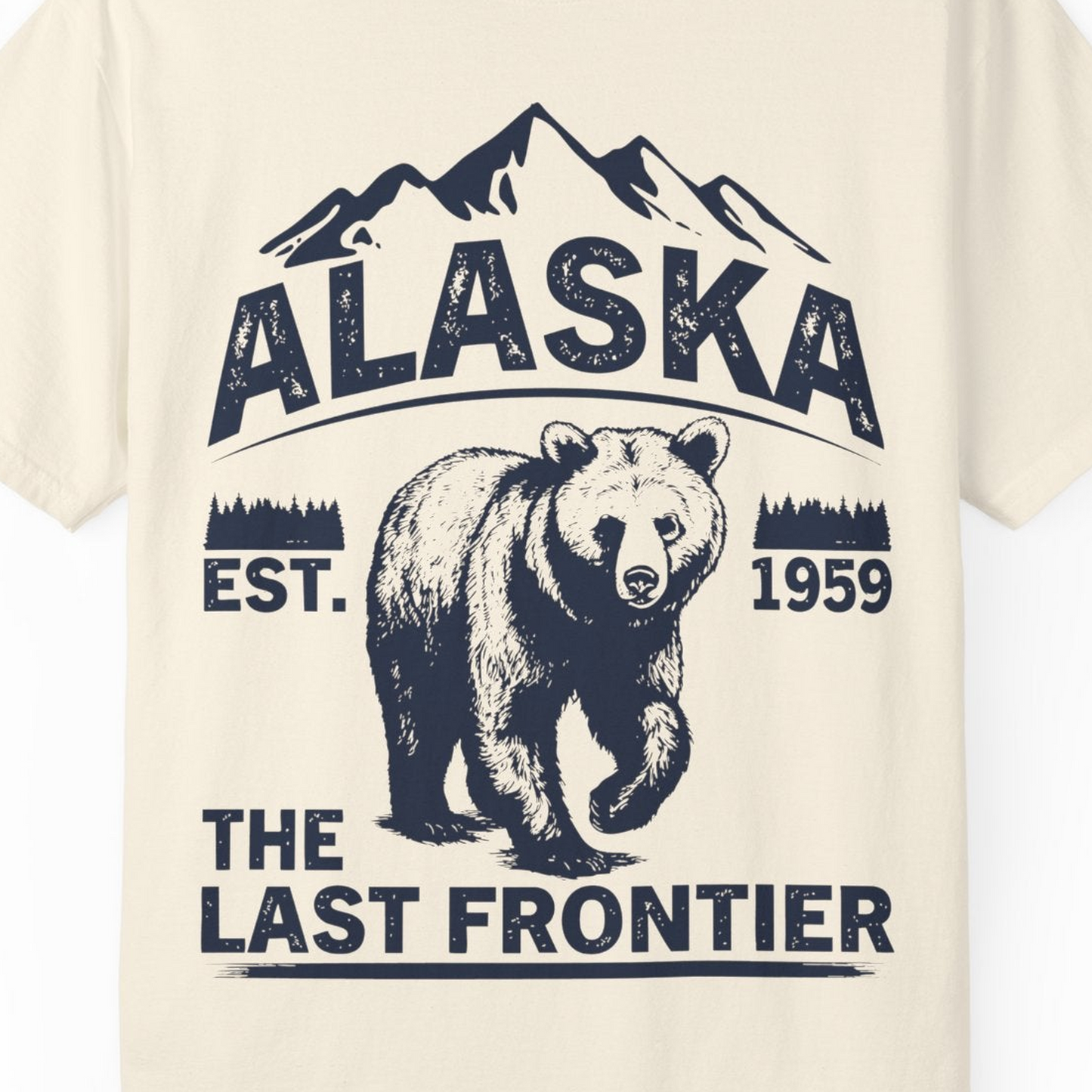Alaska Bear Shirt Comfort Colors T-Shirt – Ivory – Alaska Cruise Shirts Close Up