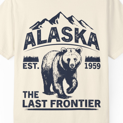 Alaska Bear Shirt Comfort Colors T-Shirt – Ivory – Alaska Cruise Shirts Close Up