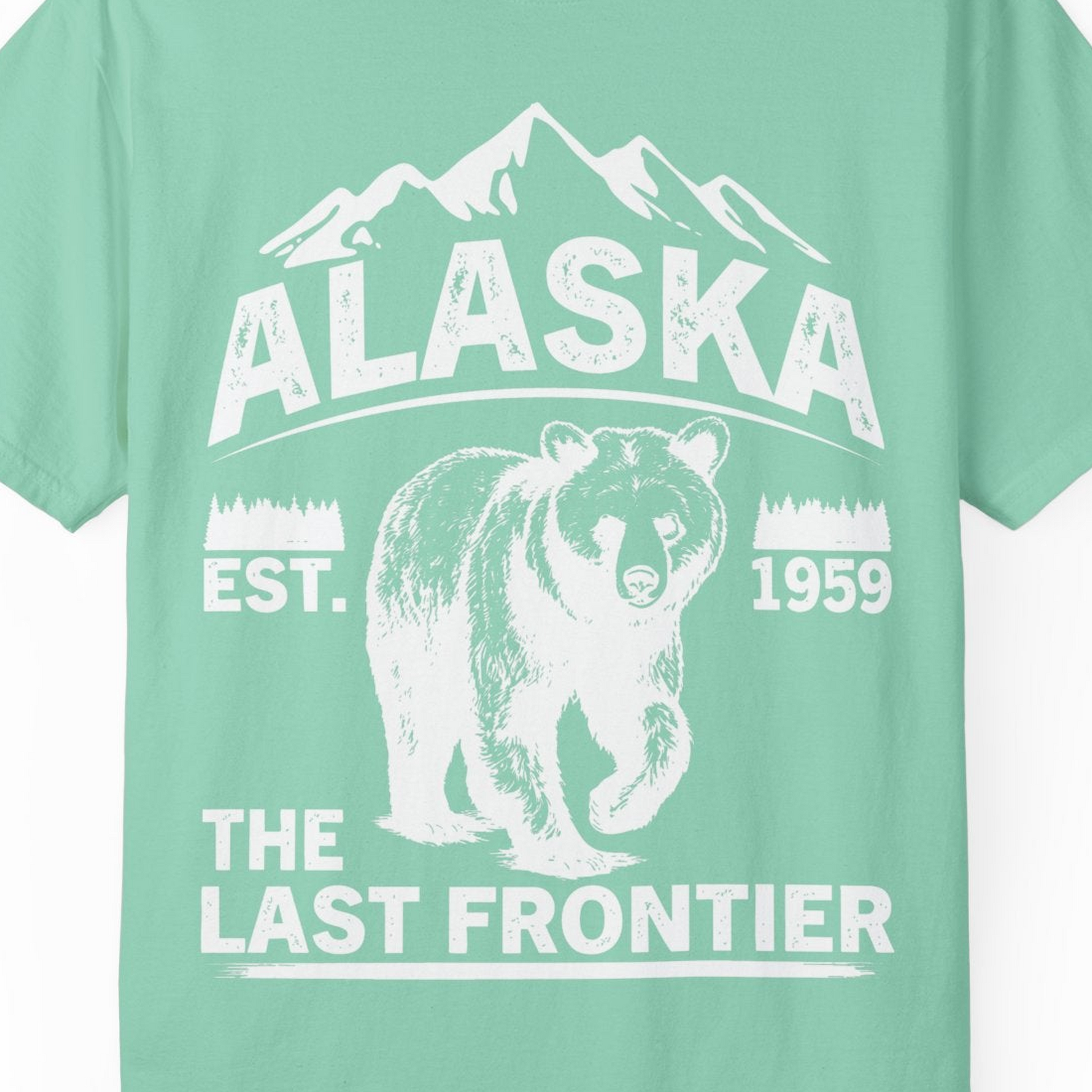 Alaska Bear Shirt Comfort Colors T-Shirt – Island Reef – Alaska Cruise Shirts Close Up