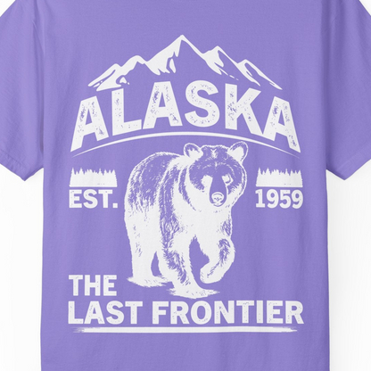 Alaska Bear Shirt Comfort Colors T-Shirt – Violet – Alaska Cruise Shirts Close Up