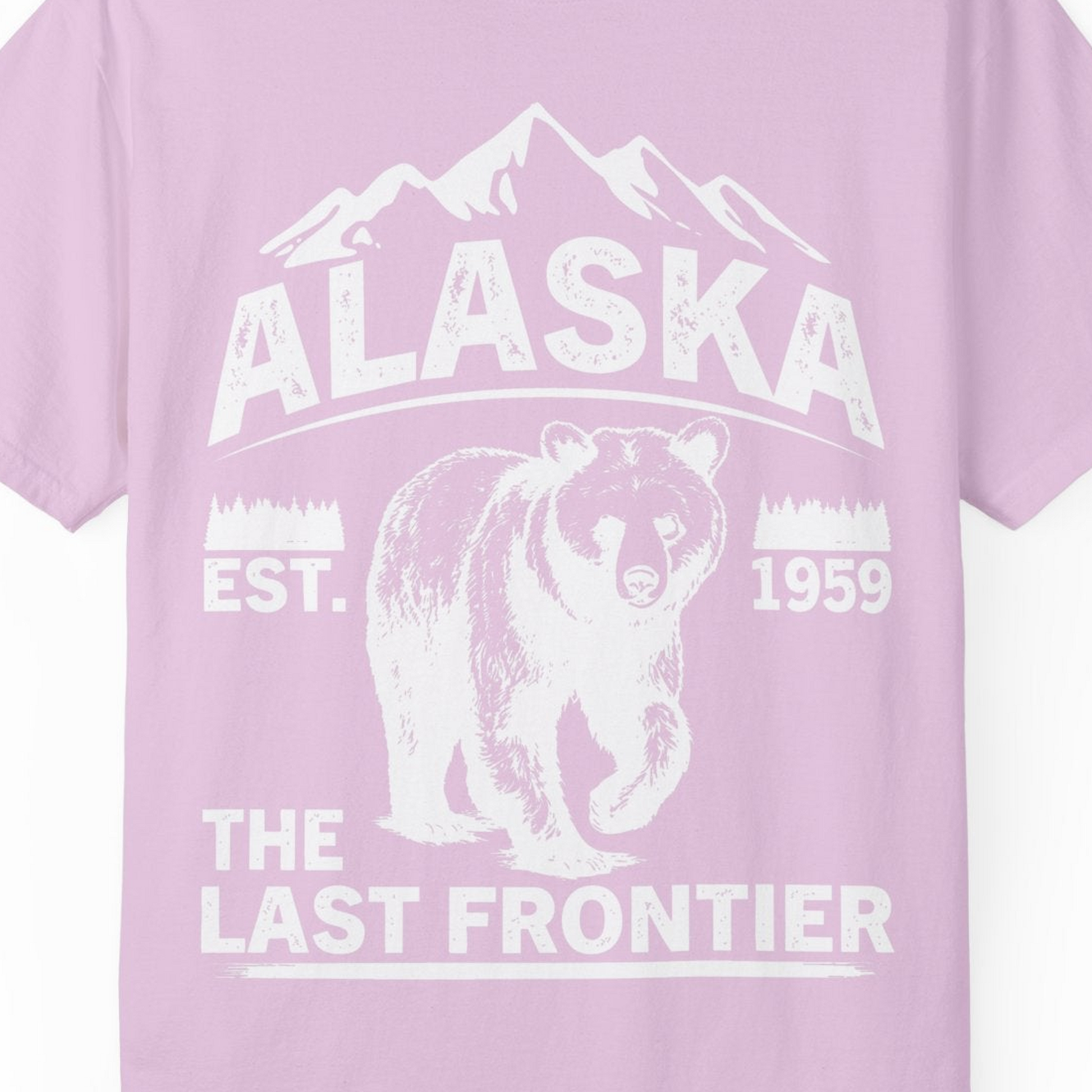 Alaska Bear Shirt Comfort Colors T-Shirt – Orchid – Alaska Cruise Shirts Close Up