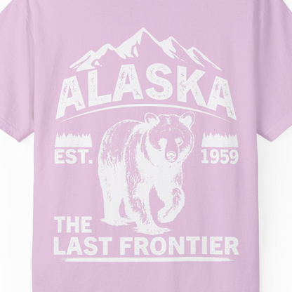 Alaska Bear Shirt Comfort Colors T-Shirt – Orchid – Alaska Cruise Shirts Close Up
