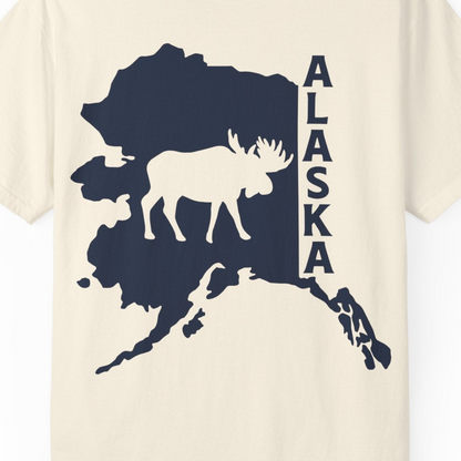 Alaska Moose Silhouette Shirt Comfort Colors T-Shirt – Ivory – Alaska Cruise Shirts Close Up