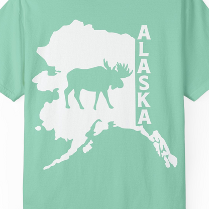 Alaska Moose Silhouette Shirt Comfort Colors T-Shirt – Island Reef – Alaska Cruise Shirts Close Up