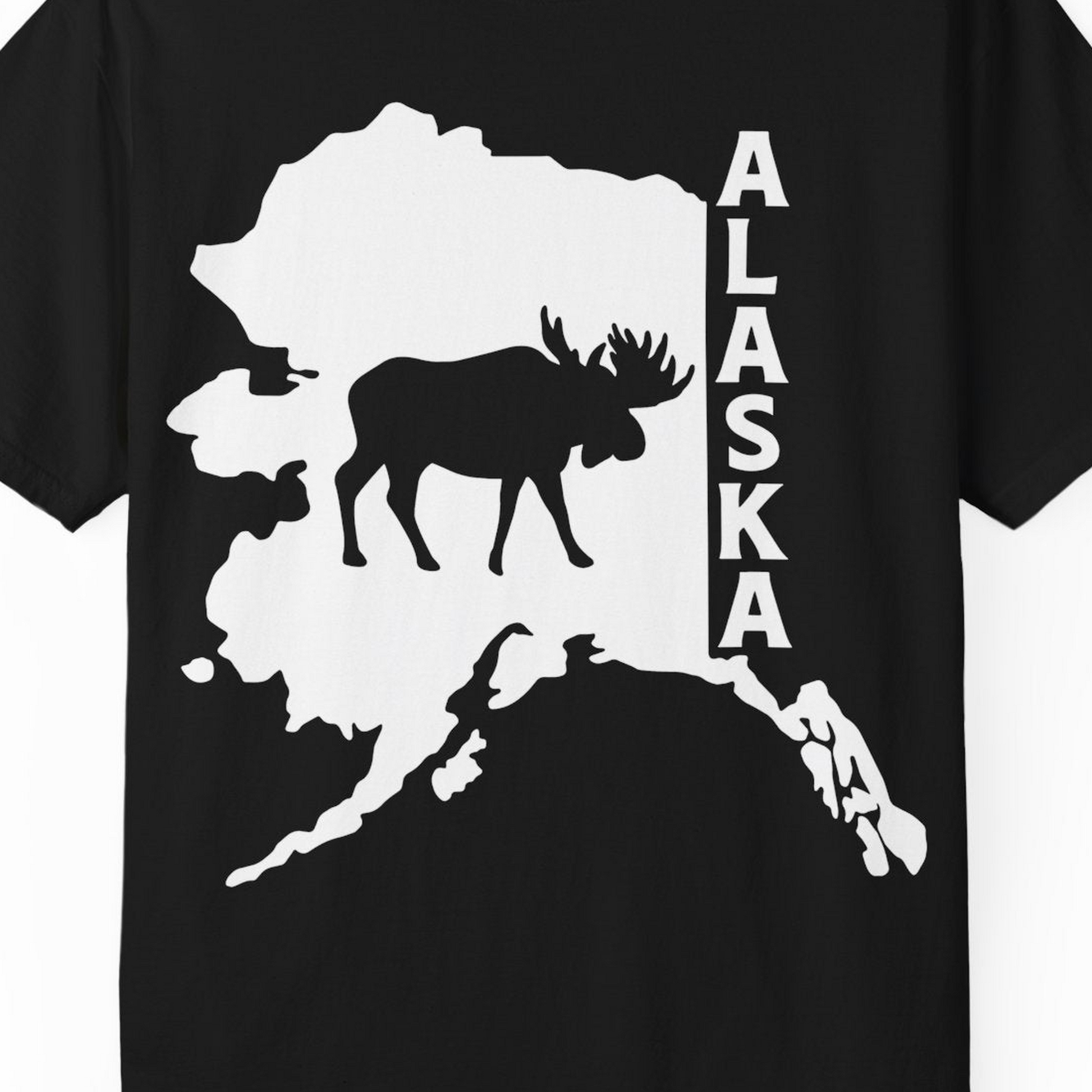 Alaska Moose Silhouette Shirt Comfort Colors T-Shirt – Black – Alaska Cruise Shirts Close Up