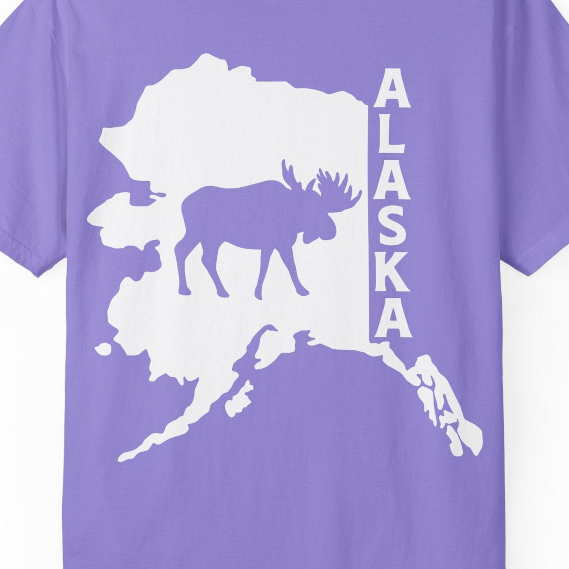 Alaska Moose Silhouette Shirt Comfort Colors T-Shirt – Violet – Alaska Cruise Shirts Close Up