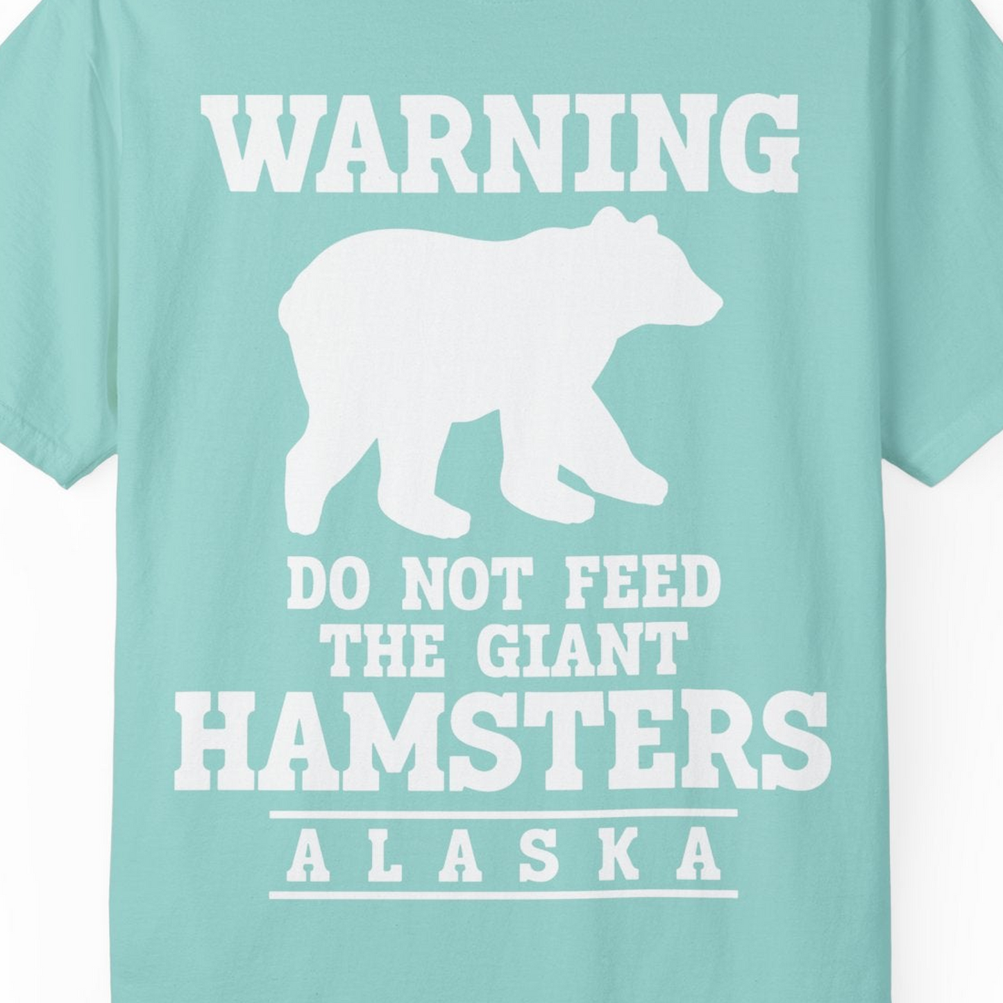 Funny Alaska Bear Warning Shirt Comfort Colors T-Shirt – Chalky Mint – Alaska Cruise Shirts Close Up