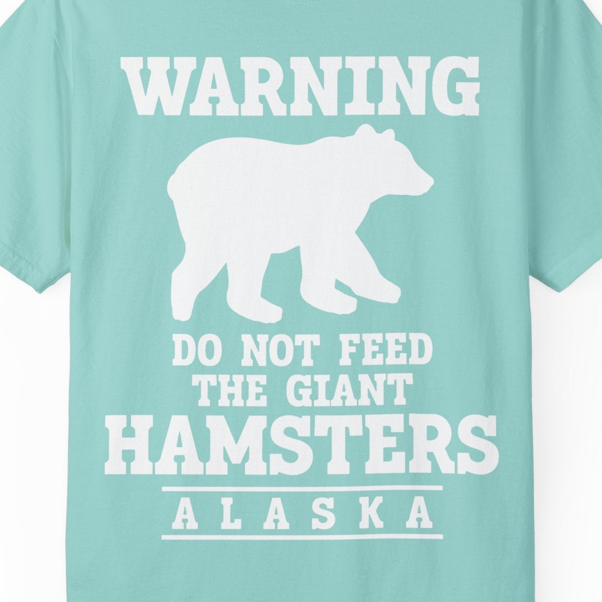 Funny Alaska Bear Warning Shirt Comfort Colors T-Shirt – Chalky Mint – Alaska Cruise Shirts Close Up