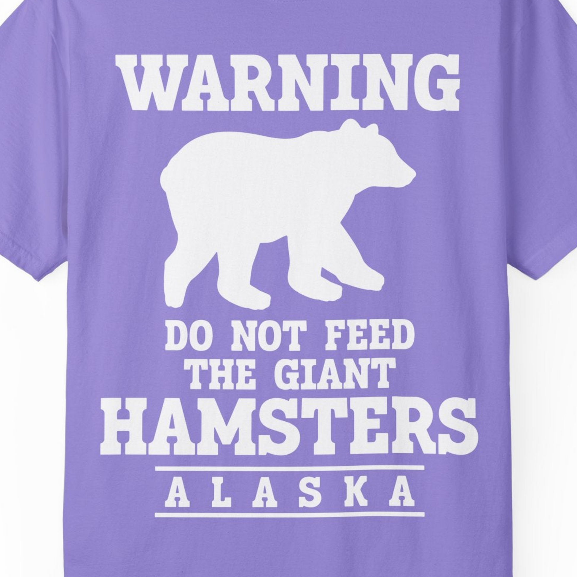 Funny Alaska Bear Warning Shirt Comfort Colors T-Shirt – Violet – Alaska Cruise Shirts Close Up