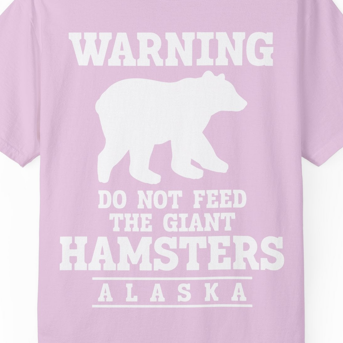 Funny Alaska Bear Warning Shirt Comfort Colors T-Shirt – Orchid – Alaska Cruise Shirts Close Up