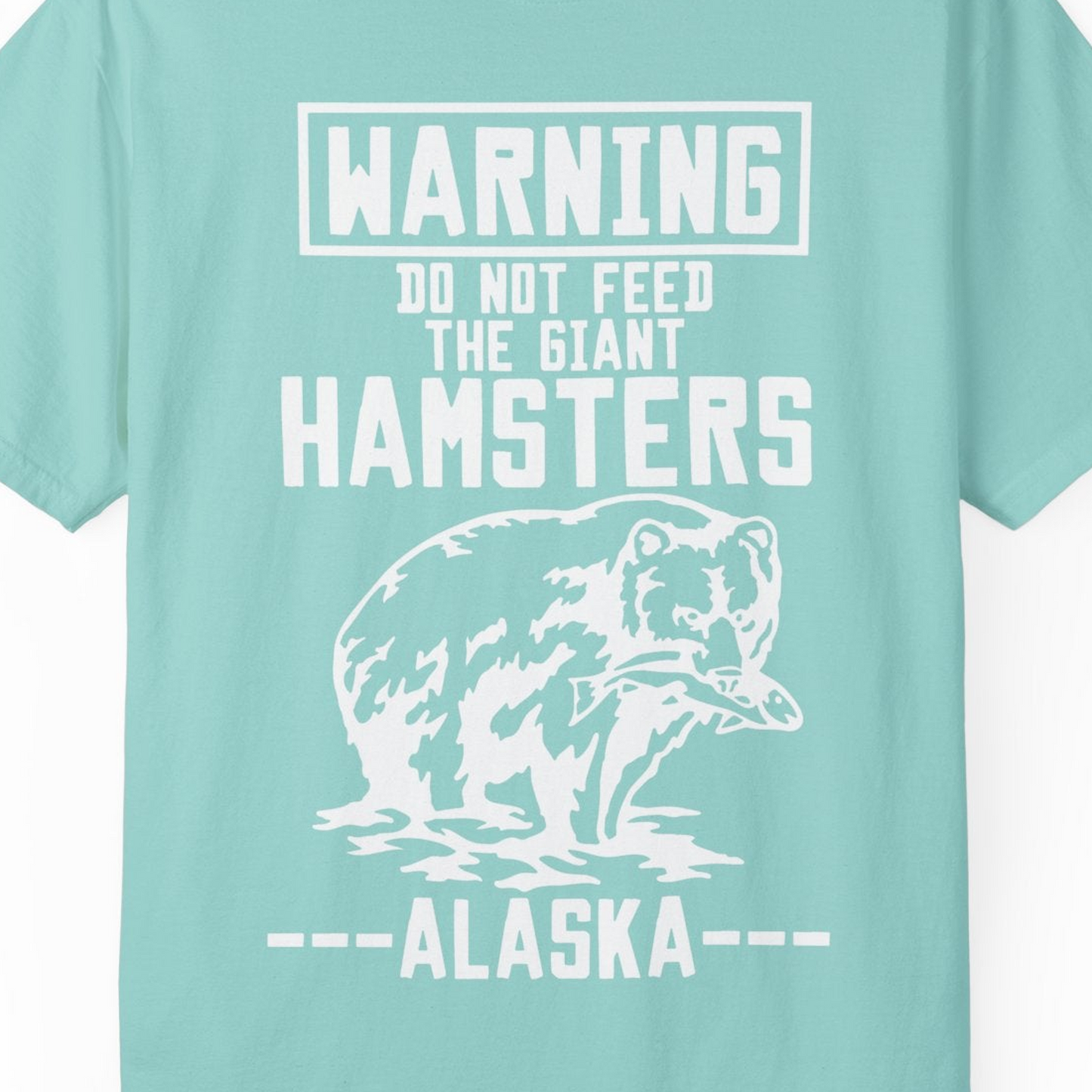 Funny Alaska Bear Warning Sign Shirt Comfort Colors T-Shirt – Chalky Mint – Alaska Cruise Shirts Close Up