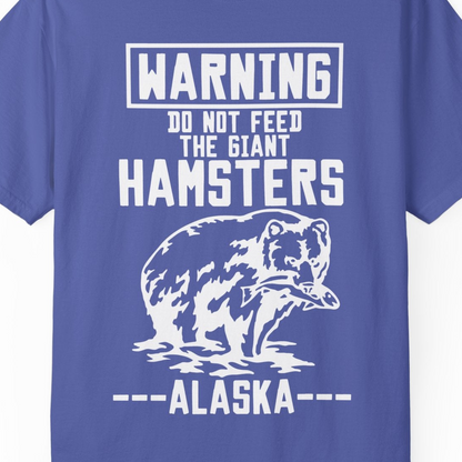 Funny Alaska Bear Warning Sign Shirt Comfort Colors T-Shirt – Periwinkle – Alaska Cruise Shirts Close Up