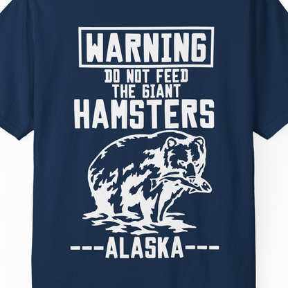 Funny Alaska Bear Warning Sign Shirt Comfort Colors T-Shirt – Navy – Alaska Cruise Shirts Close Up